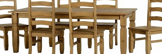 Corona Solid Pine Dining Set with 6 Chairs