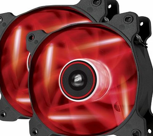 Corsair Air Series AF120-LED Quiet Edition High Airflow LED Fan, 120 mm - Red, Dual Pack
