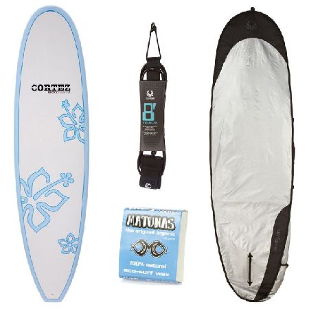 Cortez Blue Fun Surfboard Package - 7ft 6