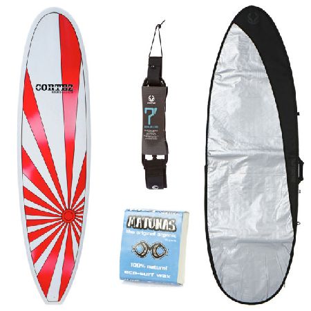 Cortez Red Kamikaze Fun Surfboard Package - 7ft 0