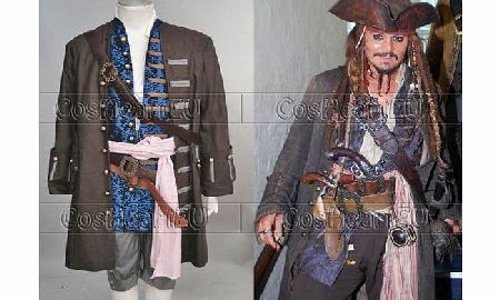 CosheartEU Pirates of the Caribbean 4: Jack Sparrow cosplay Costume Set Mans clothes