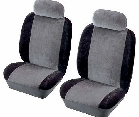 Cosmos Heritage 1785003 2 x Front Car Seat Covers - Grey & Black