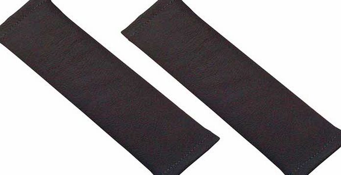 Cosmos Real Leather Seat Belt Pad Pair - Black