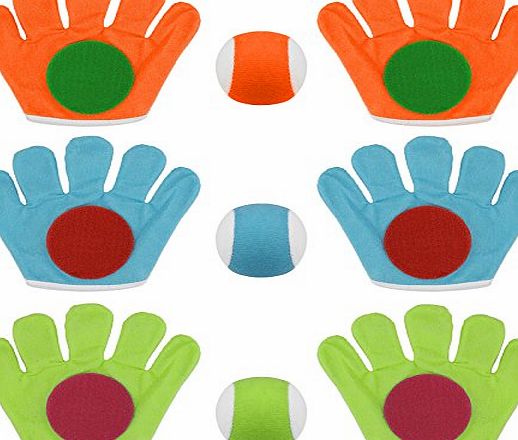 Kids Junior Velcro Catch amp; Throw Game Soft Gloves Ball Garden Beach Holiday Outdoor Indoor Fun Sports Catching Toy Set