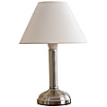 Pair Contemporary Satin Nickel Column Table Lamps