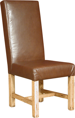 Oak Leather Chairs - Pair
