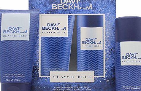 Coty DAVID BECKHAM CLASSIC BLUE 150ML DEODORANT SPRAY amp; 200ML HAIR amp; BODY WASH GIFT SET / COFFRET