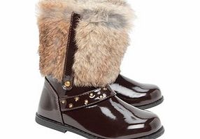 Couche Tot Pippa brown faux fur and studs boots