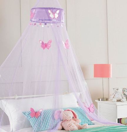 Country Club Childrens Girls Bed Canopy Mosquito Fly Netting Net 30x230cm - Purple Butterfly