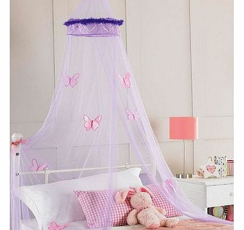 Childrens Girls Bed Canopy Mosquito Fly Netting Net 30x230cm - Purple Faux Fur