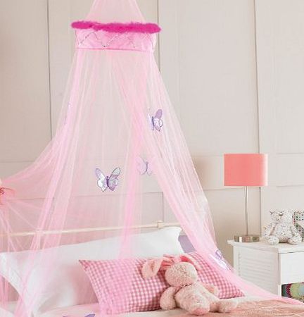 Country Club Childrens Girls Bed Canopy Mosquito Fly Netting Net New 30x230cm - Pink Faux Fur