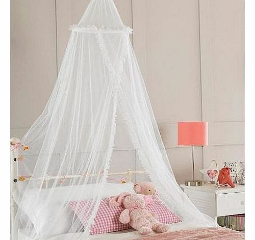 Country Club Childrens Girls Bed Canopy Mosquito Fly Netting Net New 30x230cm - White Ruffle