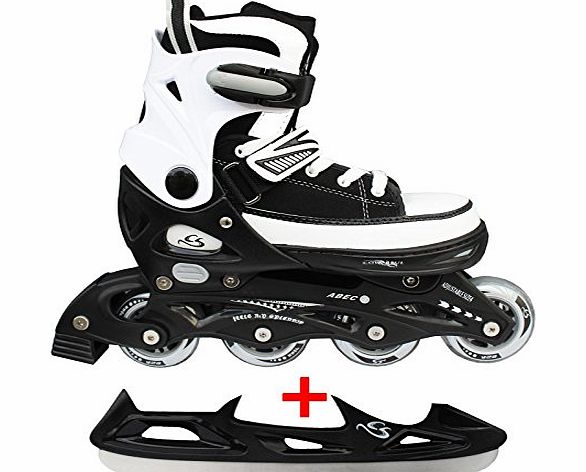 Cox Swain Children Inline amp; Ice Skates Sneak - Inline   Ice Skate 2 in 1 with ABEC 5, Colour: black, Size: M (37-40)