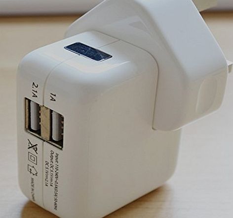 Cozyswan Dual Ports2 USB Power Adapter UK 3 Pins Wall Plug Mains Charger Power Supply For Apple iPhone 3G3GS4G4GS5 5G 5C 5STouch 5 Nano 7iPad 1iPad 2iPad 3iPad 4iPad miniMobile PhoneiPodMP3 MP4 Player