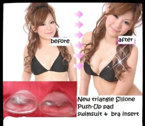 Hot sale 3D Silicone Triangle Push-up breast Pads inserts for swimsuit and bra, perfect for triangle-top bras, bikini tops and one-piece bathing suits