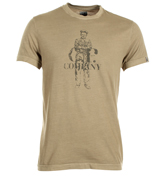 Beige T-Shirt With Faded Logo