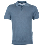 CP Company Blue Linen Polo Shirt