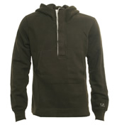CP Company Brown 1/4 Zip Hooded Sweatshirt