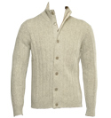 C P Company Silver Grey Ribbed Full Zip Sweater