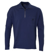 CP Company Mid Blue 1/4 Zip Sweatshirt