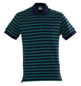 CP Company Purple and Jade Stripe Pique Polo Shirt