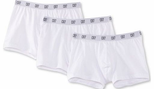 CR7 Cristiano Ronaldo Mens 3 Pack Basic Trunk Plain Boxer Shorts, White, Large