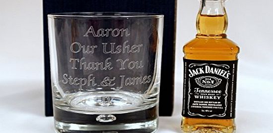 Cr8 A Gift Engraved/Personalised Glass amp; Jack Daniels Miniature Best Man/18th/21st/30th/40th/50th/60th Birthday Gift