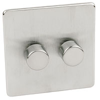CRABTREE 2G 2W 250W Dimmer Brushed Chrome