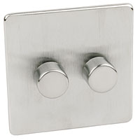 2G 2W 250W Dimmer Brushed Chrome