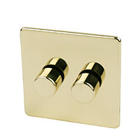 2G 2W 250W Dimmer Polished Brass Flat Plt