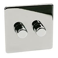 2G 2W 250W Dimmer Polished Chrome Flt Plt