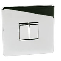 2G 2W Switch Polished Chrome Flat Plate