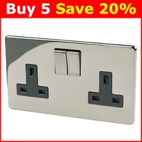 CRABTREE 2G DP Sw Skt Black Nickel