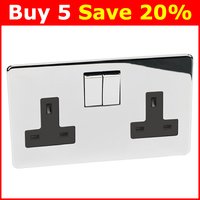 CRABTREE 2G DP Sw Skt Polished Chrome Flat Plate