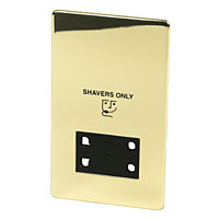 Shaver Socket Polished Brass Flat Plate