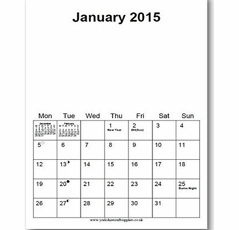 Craft Wise A4 Wire Bound 2015 Blank Calendar