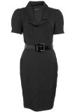 Crafted PRINCIPLES - Black Cowl Neck Shift Dress - Black - Size 14