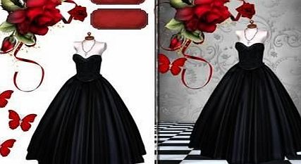 Craftsuprint Beautiful Black Ball Gown With Red Roses by Amy Perry