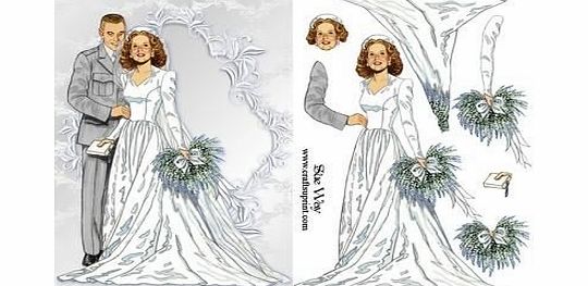 Craftsuprint Vintage Wedding Day Card Front and Dcoupage by Sue Way