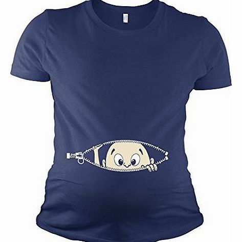 Womens Caucasian Baby Peeking T Shirt Funny Maternity Tee XL