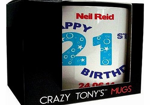 CRAZY TONYS Personalised 21st Birthday Mug, Crazy Tonys 21st Birthday Gift, Gifts For Men, Birthday Present Ideas