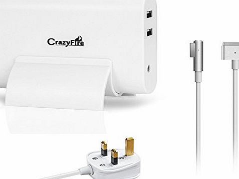 CrazyFire 60W Magsafe Power Adapter, 2 Magsafe Connector Cables MacBook Pro Charger, Magsafe 2 AC Charger Replacement with 2 USB Charging Port for MacBook Pro 13`` 15``, A1181,A1184,A1278, A1342, A1344