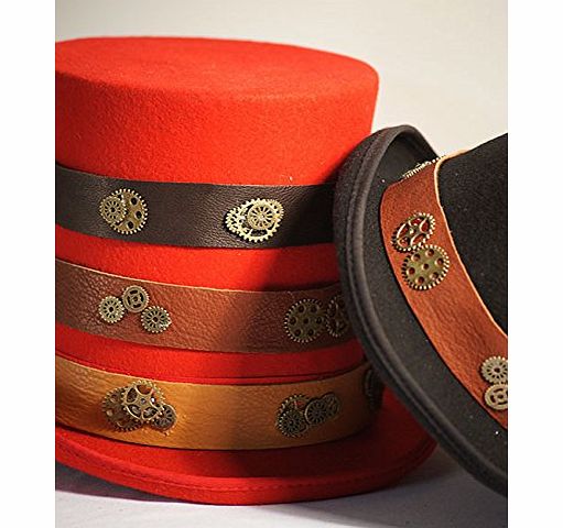 CRAZYLADIES COSTUMES Steampunk,Gothic, Whitby, Cosplay, Victorian futuristic, LEATHER HAT BAND WITH COG DETAIL BEAUTIFUL HAT ACCESSORY SET one size fits all BLACK LEATHER