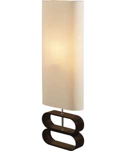 Cream Linen Dark Wood Floor Lamp