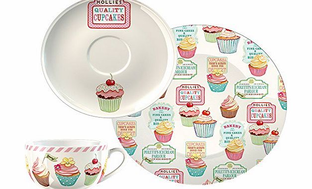 Creative Tops Retro Treats Cup Saucer and Side Plate Afternoon Tea Set, Multi-Colour