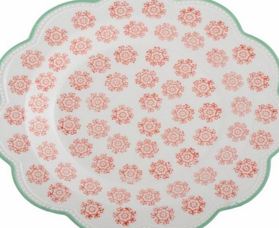 Creative Tops Set of 2 THE WANDERER Orange/Green Scalloped STONEWARE PLATES By Creative Tops