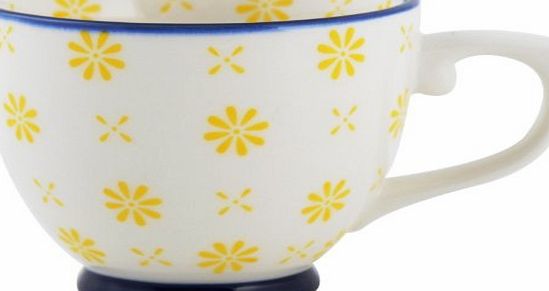 Creative Tops Set of 4 THE WANDERER Large Yellow/Blue STONEWARE TEA CUPS By Creative Tops