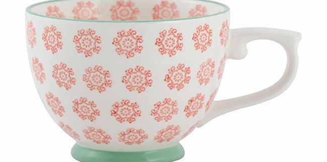 The Wanderer Collection Large Stoneware Tea Cup, Orange/ Green