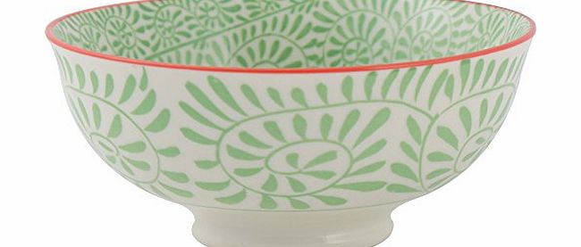 The Wanderer Collection Small Fine China Bowl, Green/ Orange