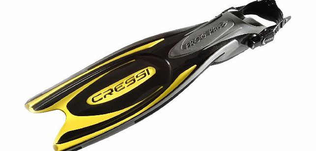 Cressi Frog Plus Open Heel Scuba Dive Fins (Made in Italy), Black/Yellow, L/XL-9.5/10.5